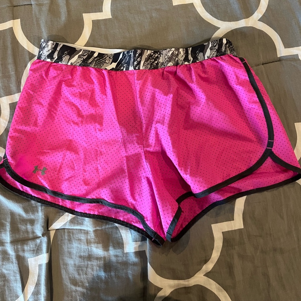 Pink Under Armour Perforated Athletic Shorts Size M